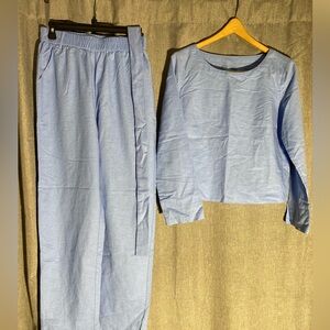 3 piece pant set with matching shirt and belt